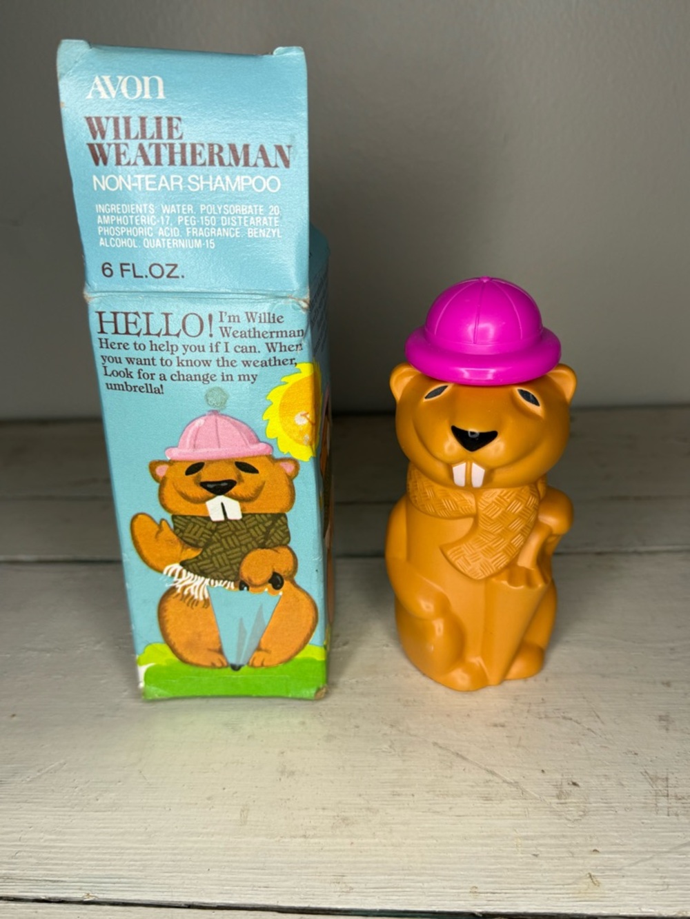 Avon Willie Weatherman Orange Beaver Bottle with Pink Hat